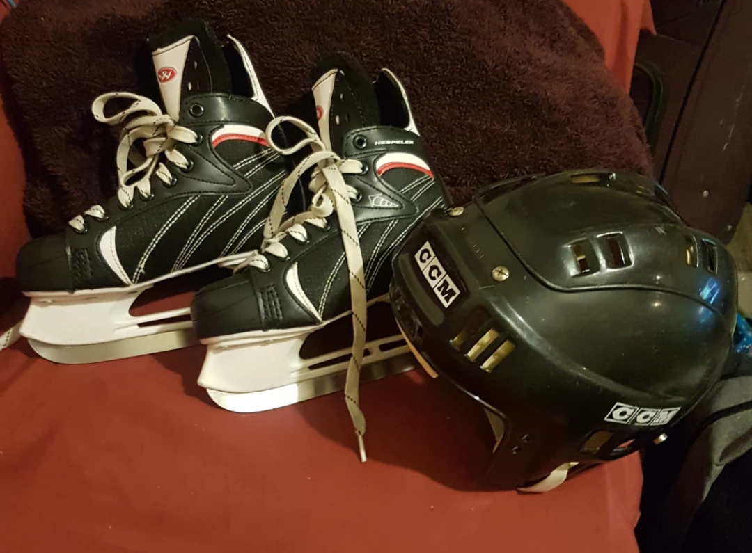 CCM Hockey Skates and Helmet
