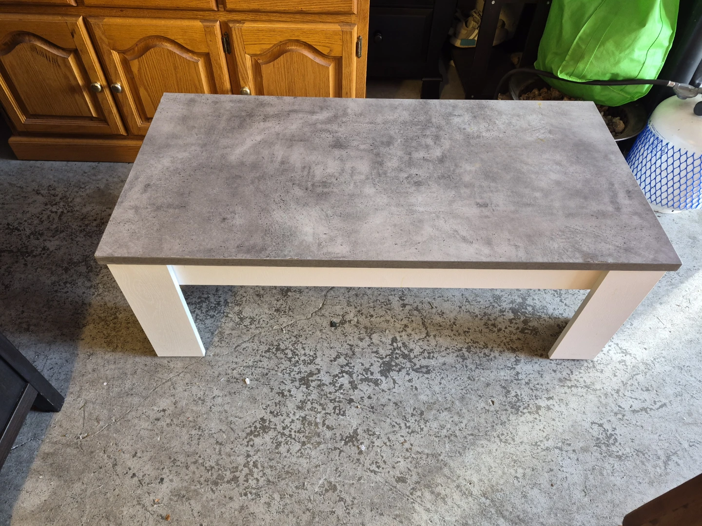 Coffee Table - Grey Concrete Look Top with White Legs