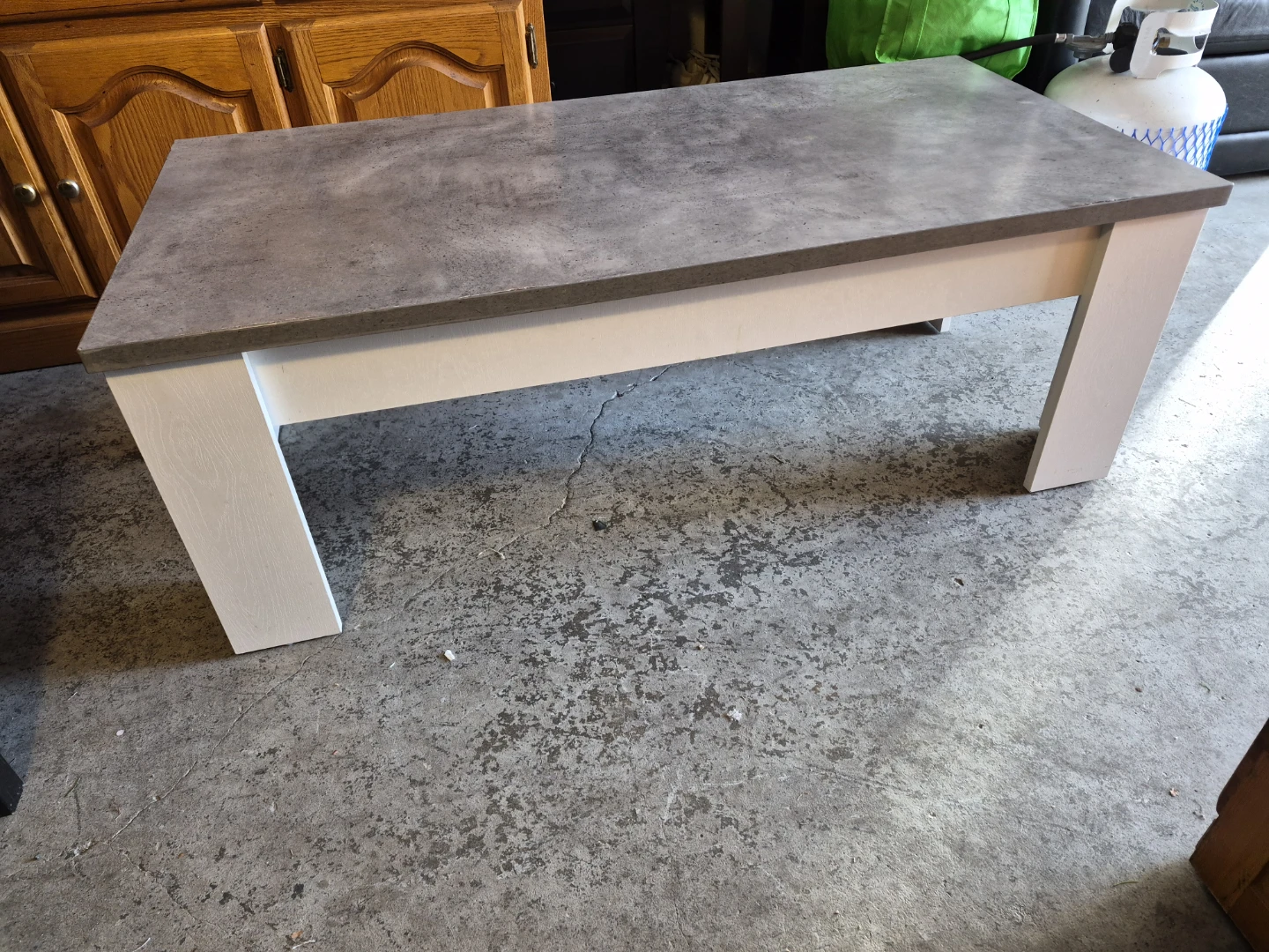 Coffee Table - Grey Concrete Look Top with White Legs - photo 4