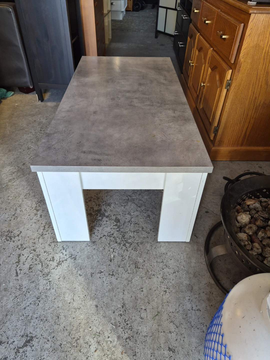 Coffee Table - Grey Concrete Look Top with White Legs - photo 5