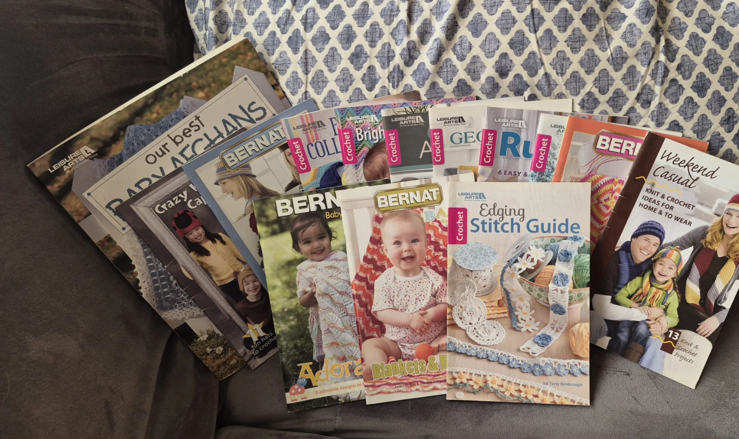 Bernat & Leisure Arts Crochet & Knit Pattern Books Bundle