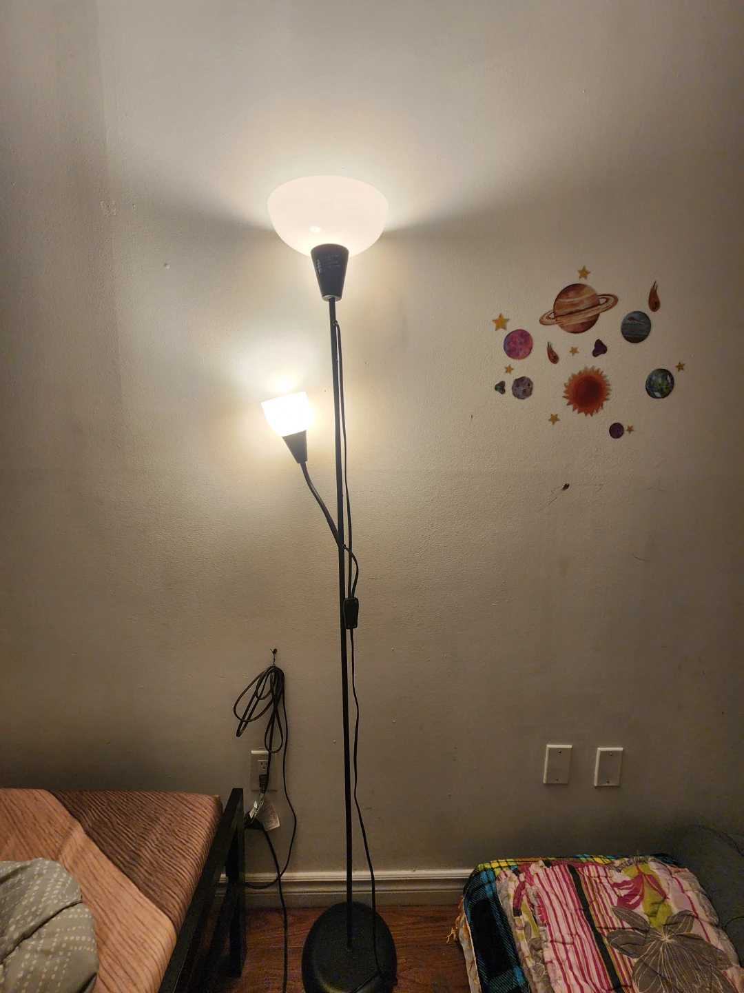 Black Floor Lamp with Two Lights