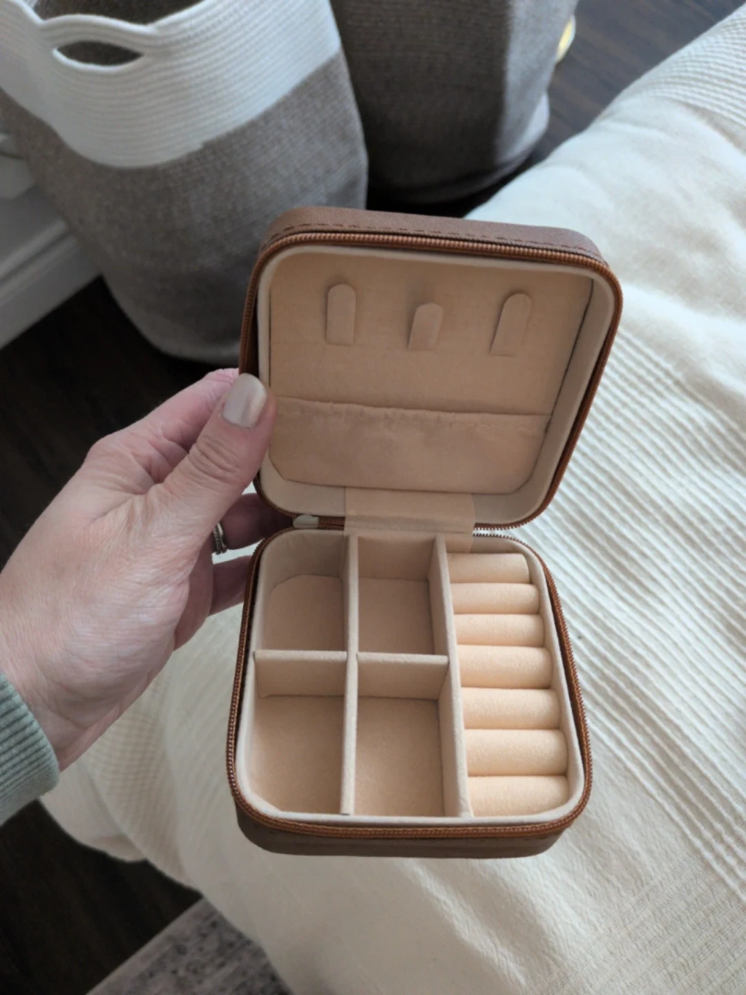 Brown Faux Leather Jewelry Travel Box Organizer - photo 2