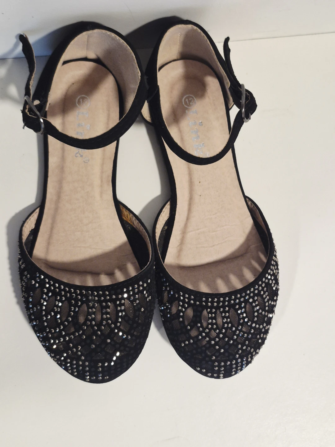 Sparkly Black Strappy Dress Sandals - Girls size 12