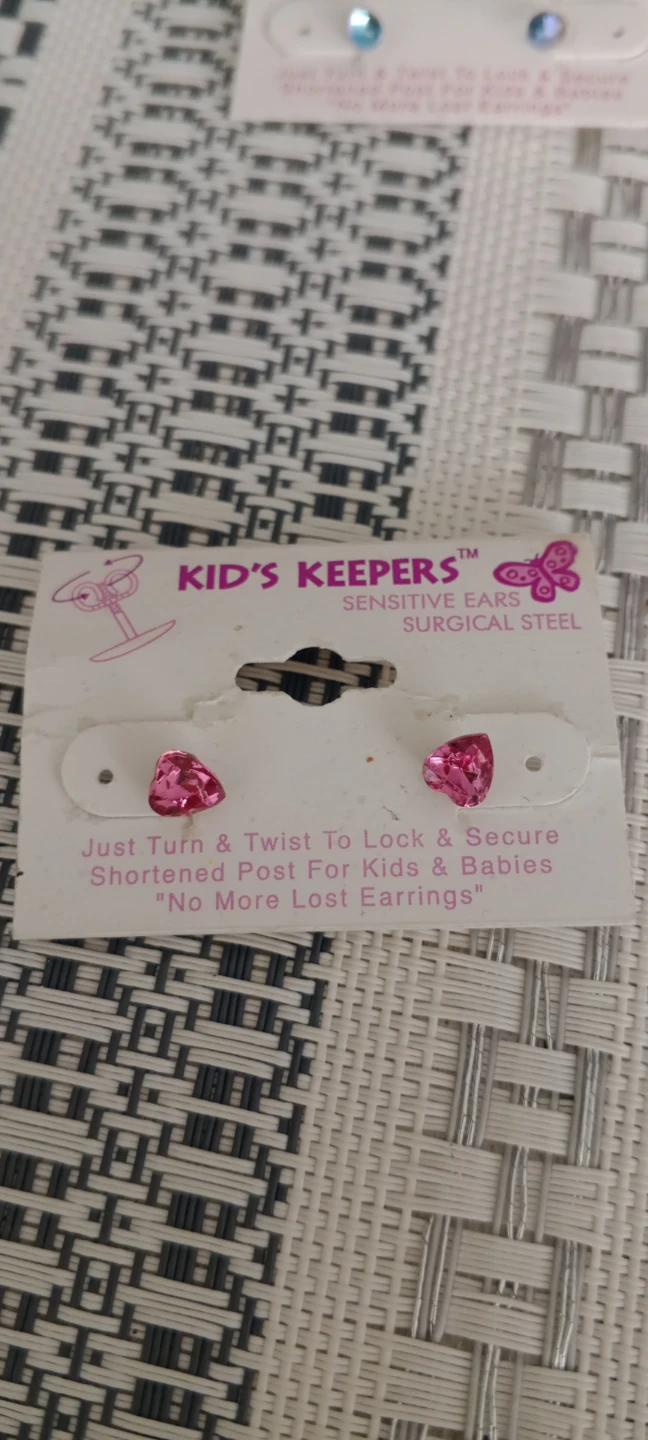 Kid's Keepers Pink Heart Sensitive Ears Earrings