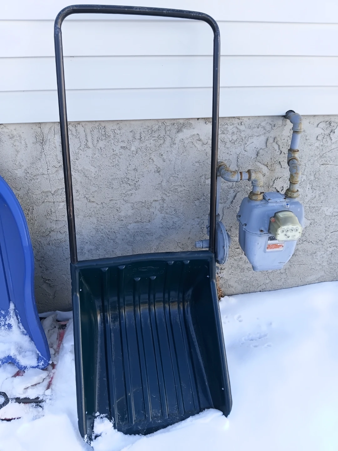Dark Green Snow Pusher with Metal Handle