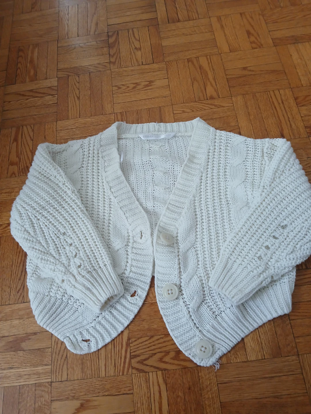 Urban Kids White Cable Knit Cardigan XS/TP