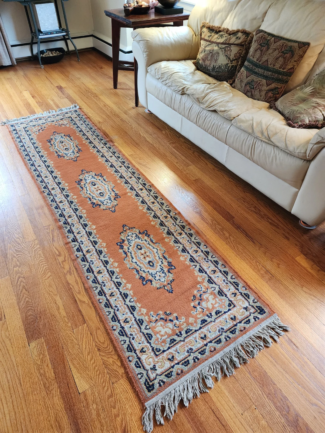 Vintage Persian Style Hallway Runner – Terracotta & Navy
