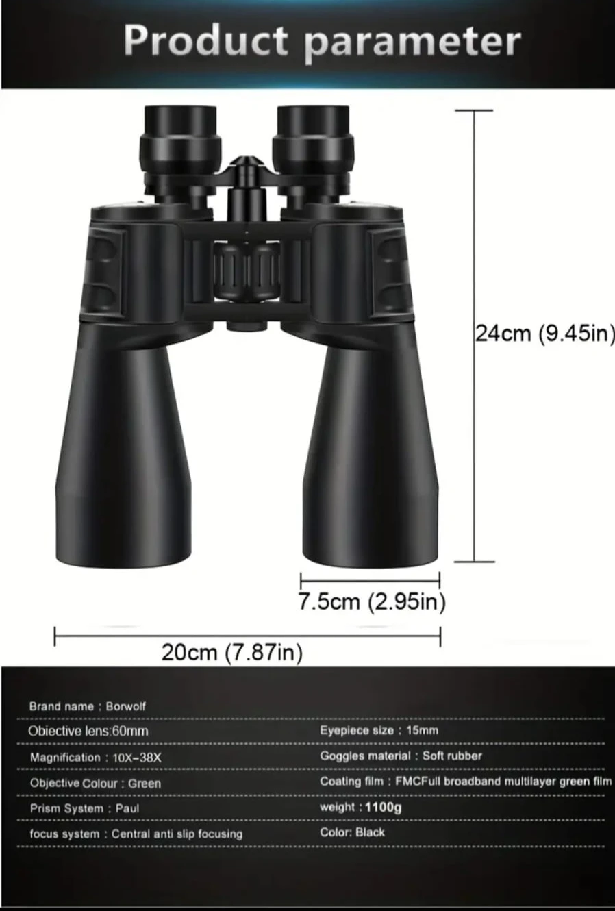 Brand New BORWOLF 10-38 X 60 Zoom Binoculars - photo 3