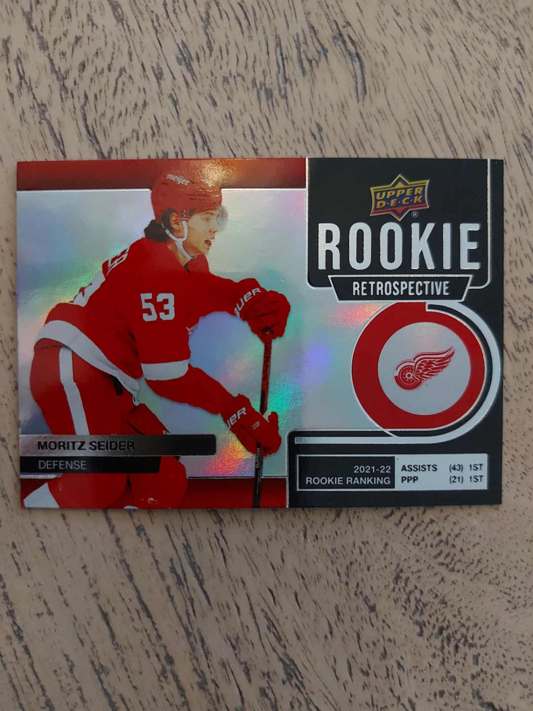 Upper Deck Rookie Retrospective Moritz Seider Hockey Card