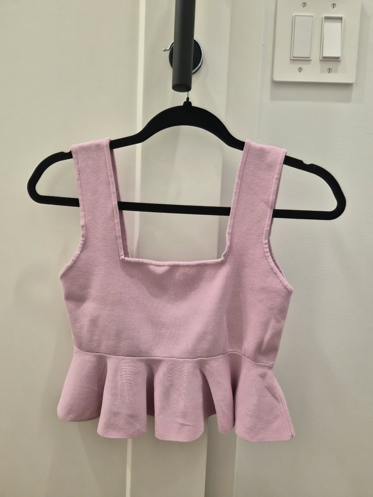 ZARA Pink Peplum Knit Top - Size L