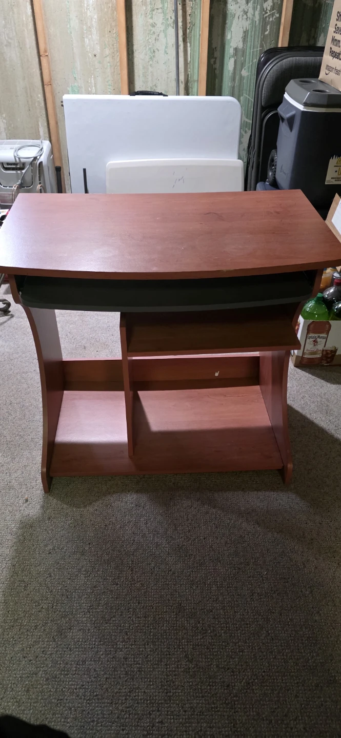 Compact Wood Computer Desk with Keyboard Tray and Shelves - photo 4