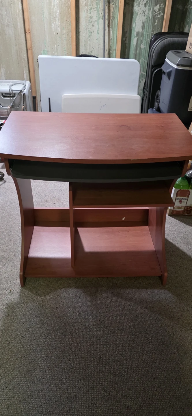 Compact Wood Computer Desk with Keyboard Tray and Shelves - photo 5