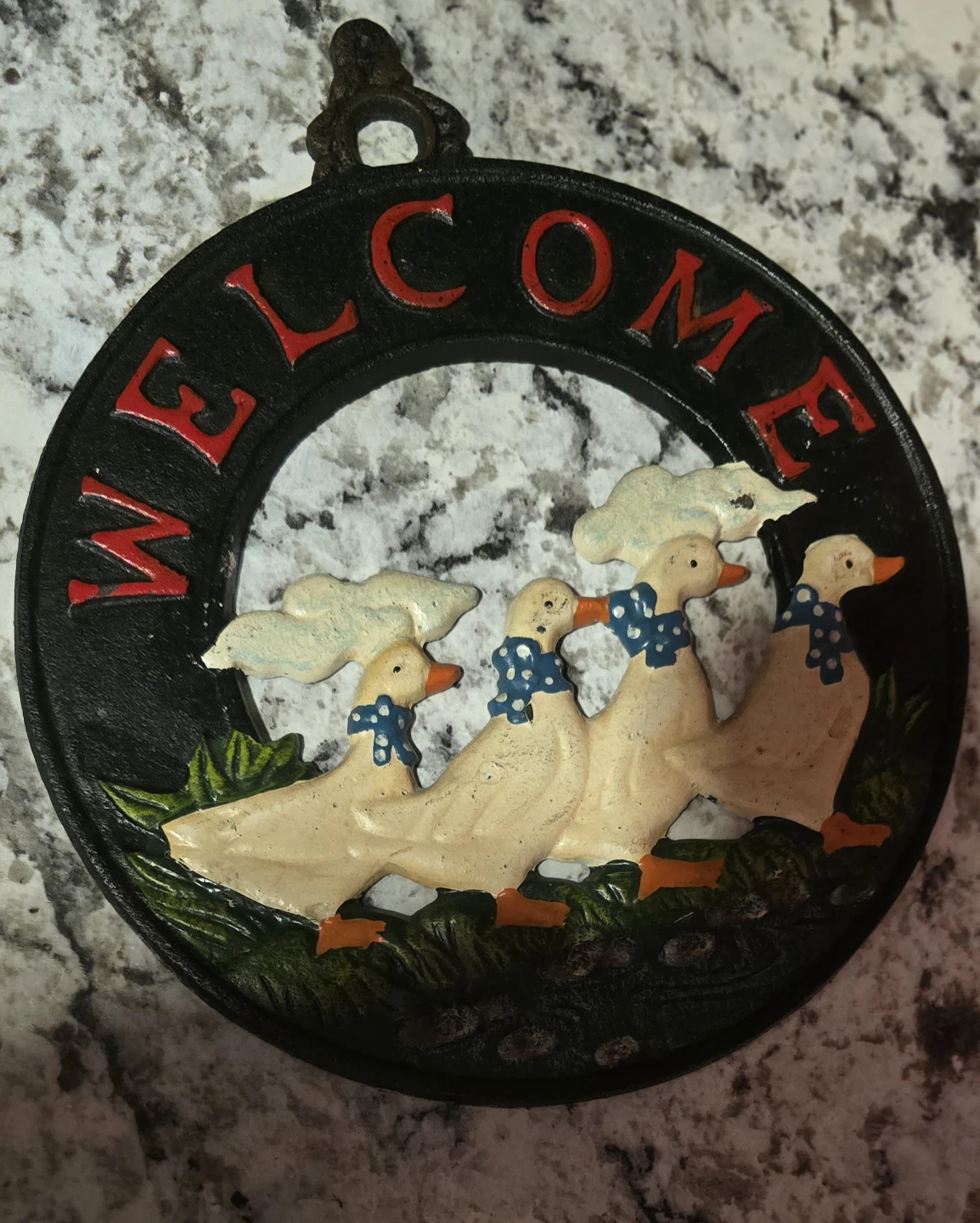 Cast Iron Welcome Sign with Ducks
