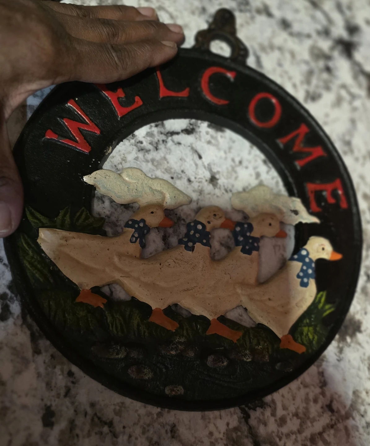 Cast Iron Welcome Sign with Ducks - photo 3
