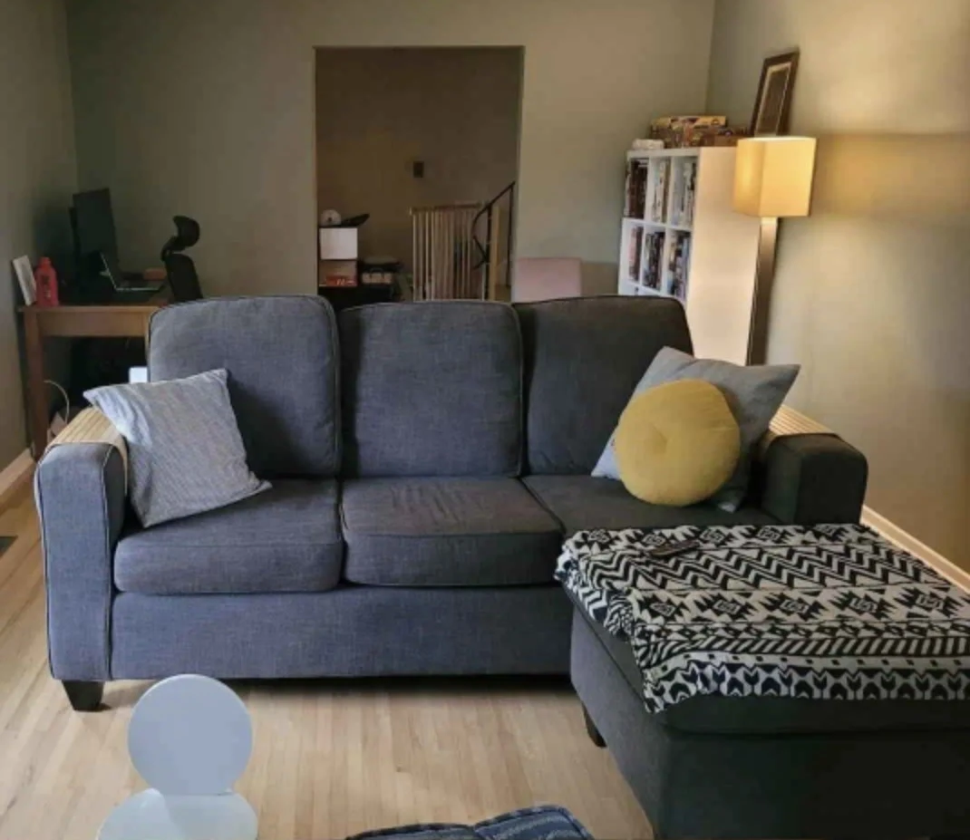 Dark Grey Three-Seater Sofa