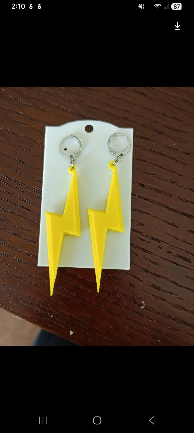 Yellow Lightning Bolt Dangle Earrings