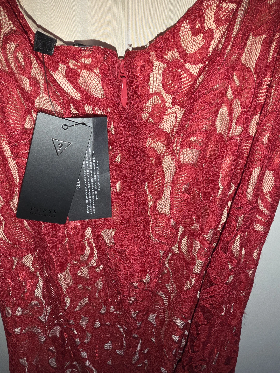 Guess Red Lace Halter Maxi Dress - photo 2