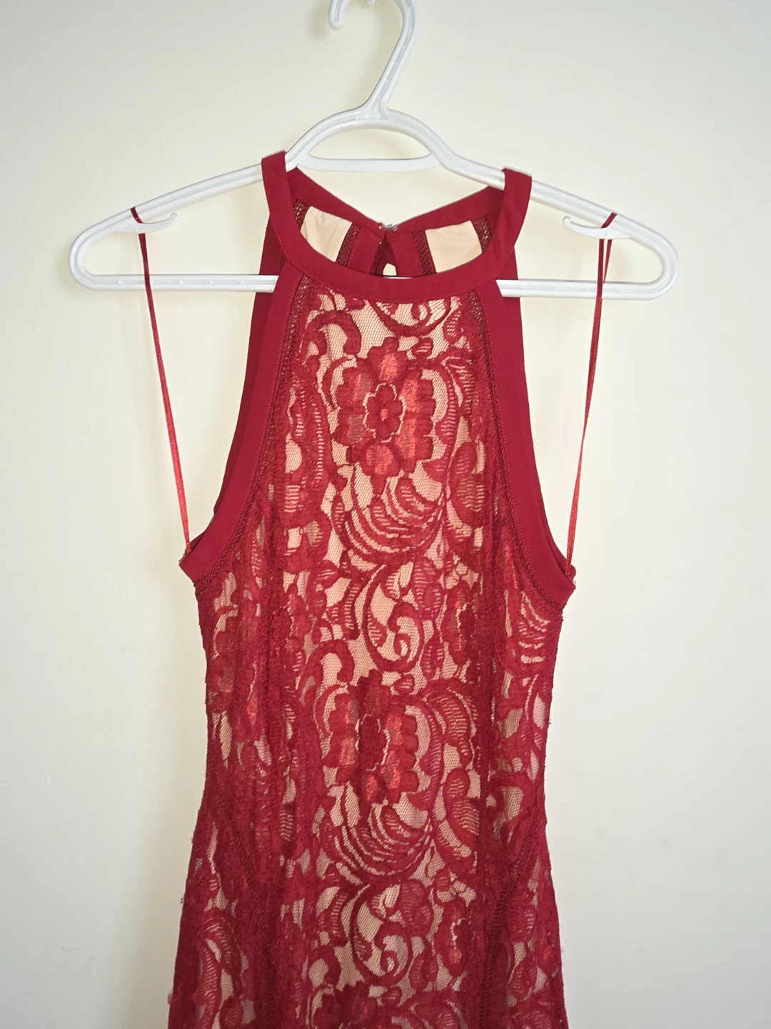Guess Red Lace Halter Maxi Dress - photo 3
