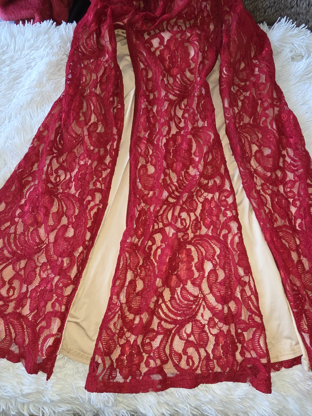 Guess Red Lace Halter Maxi Dress - photo 5