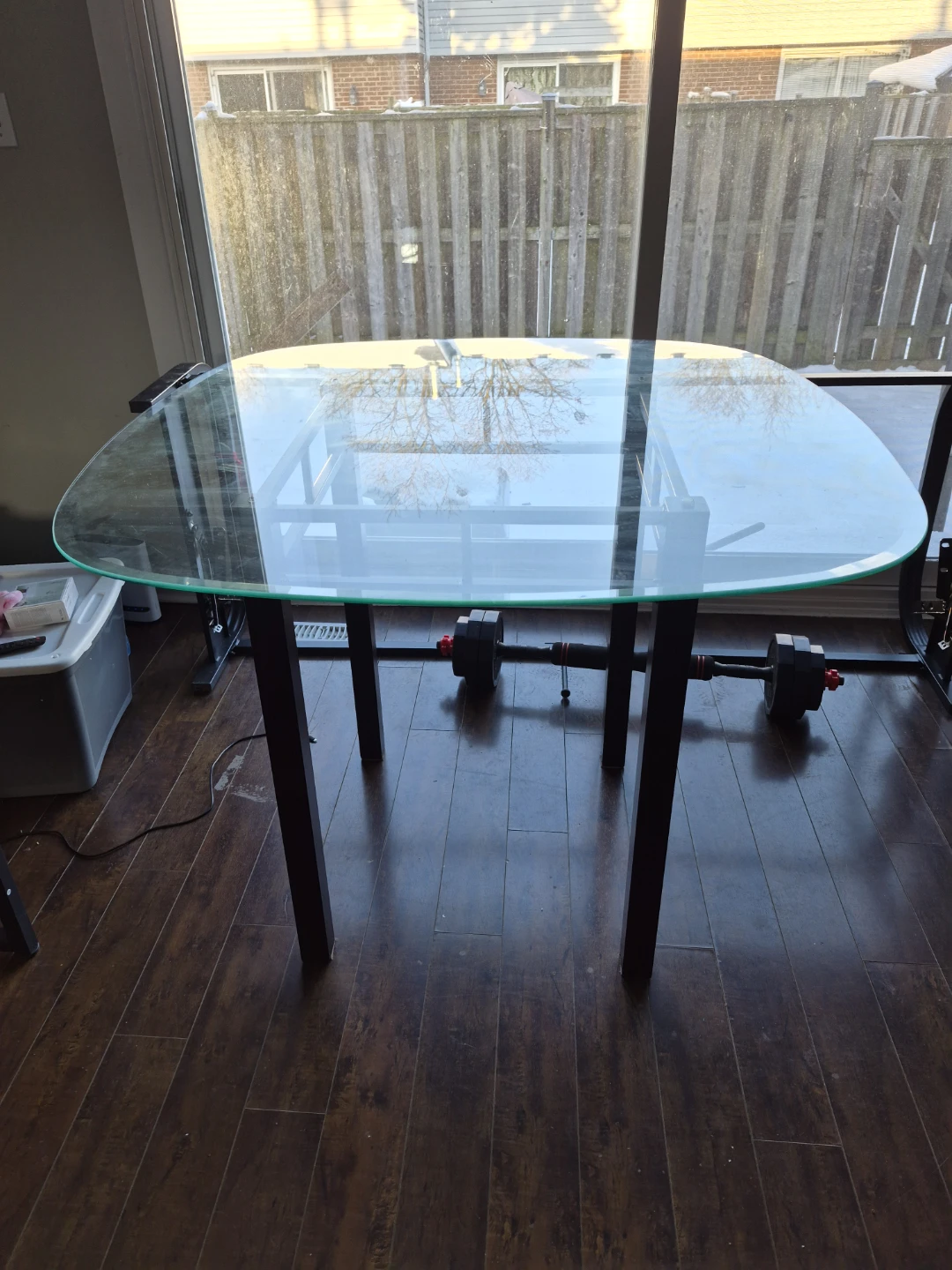 Glass Top Table with Metal Base