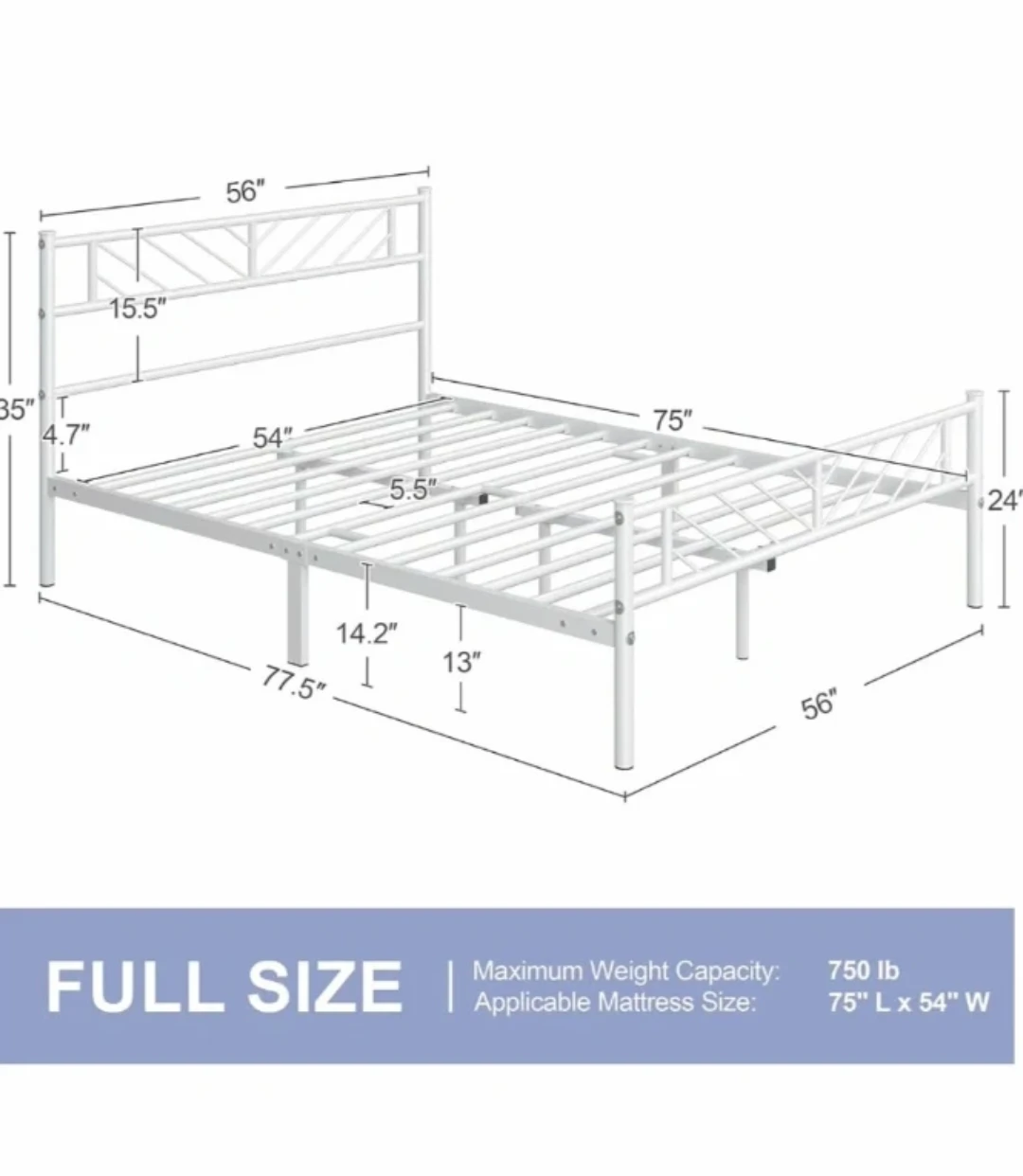 ✨ FULL SIZE White Metal Bed Frame - ALREADY DISASSEMBLED! ✨ - photo 3
