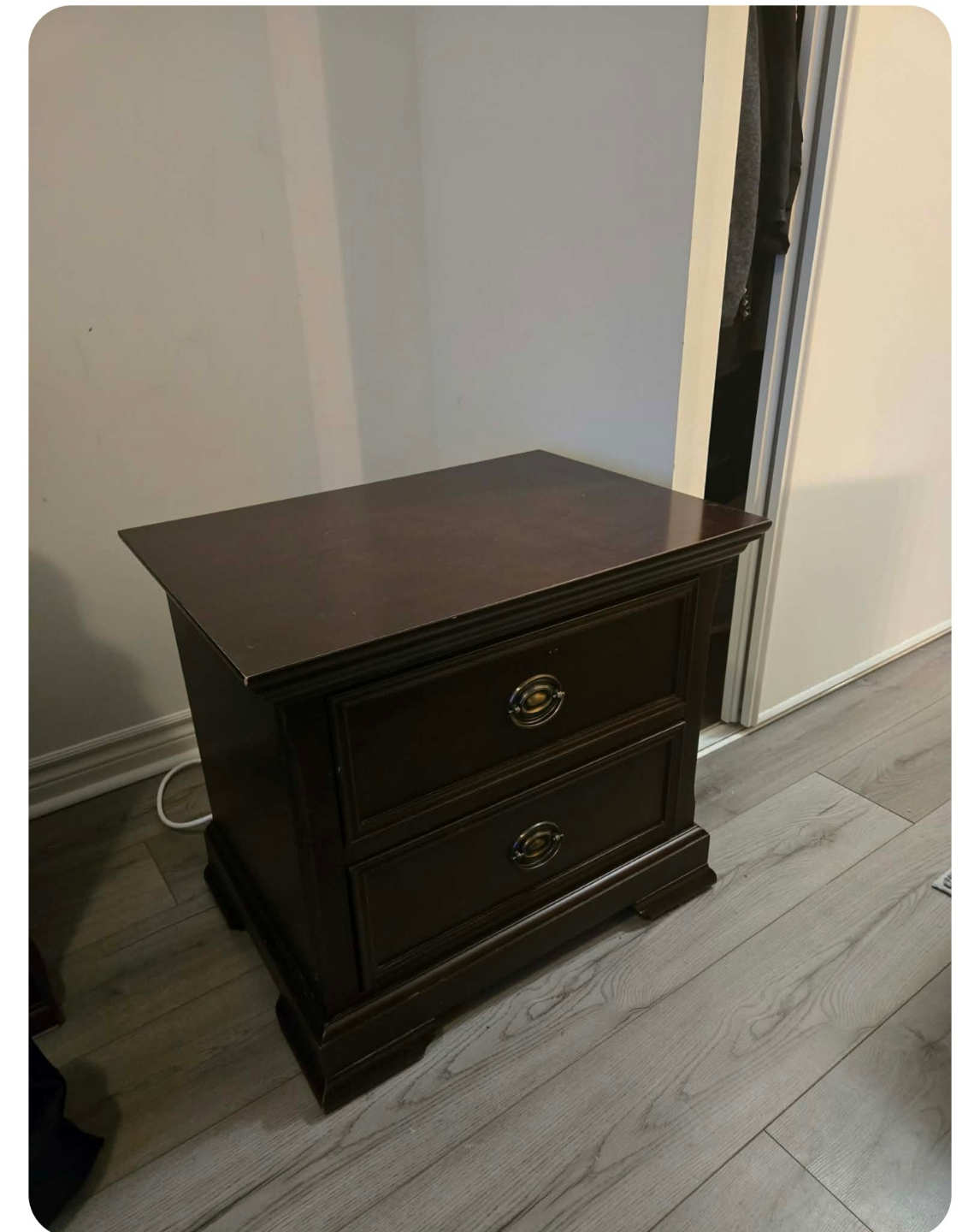 Dark Brown 2-Drawer Nightstand