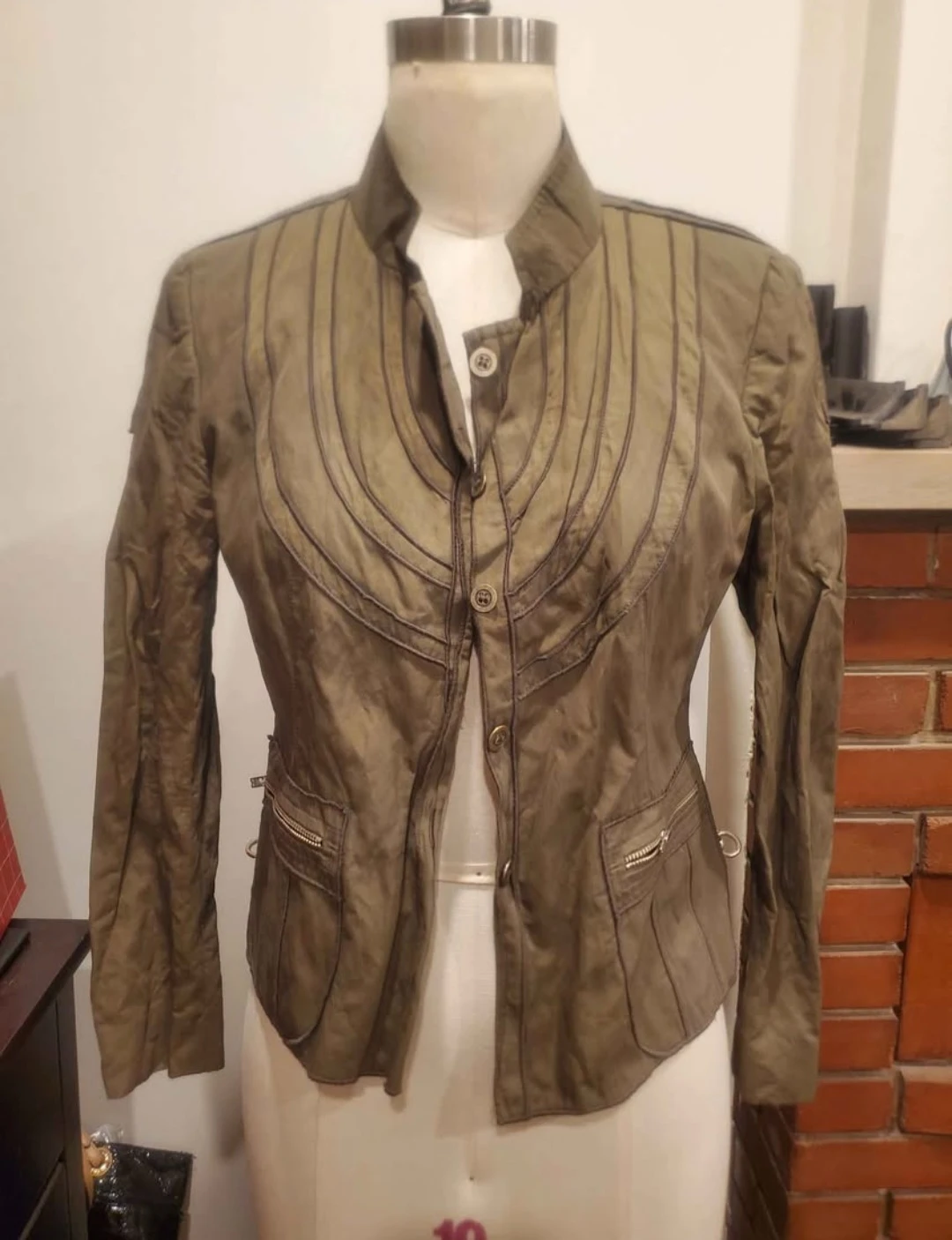 ONE Size 10 Khaki Button-Up Jacket