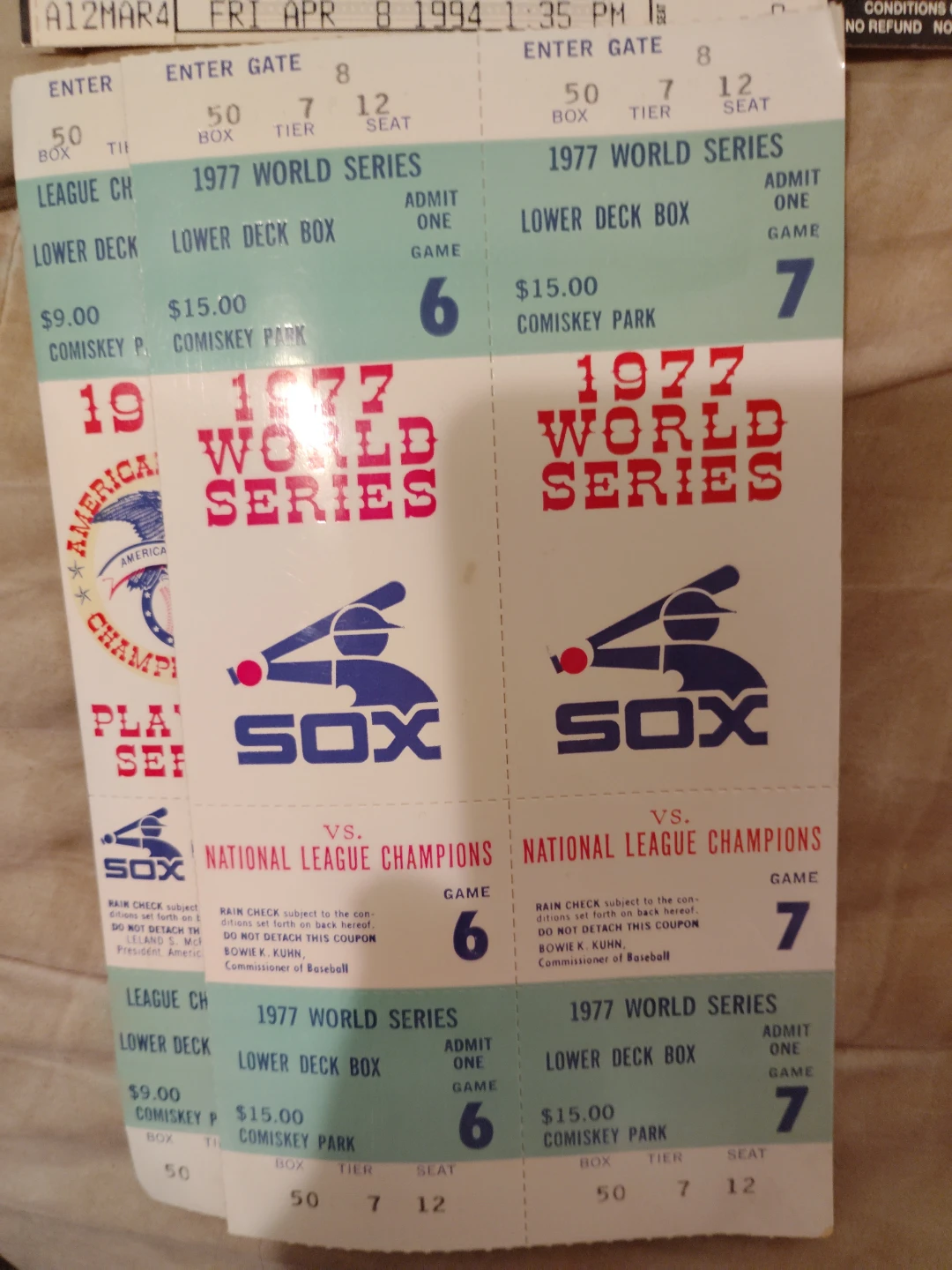 1977 World Series Baseball Tickets (Game 6 & 7)