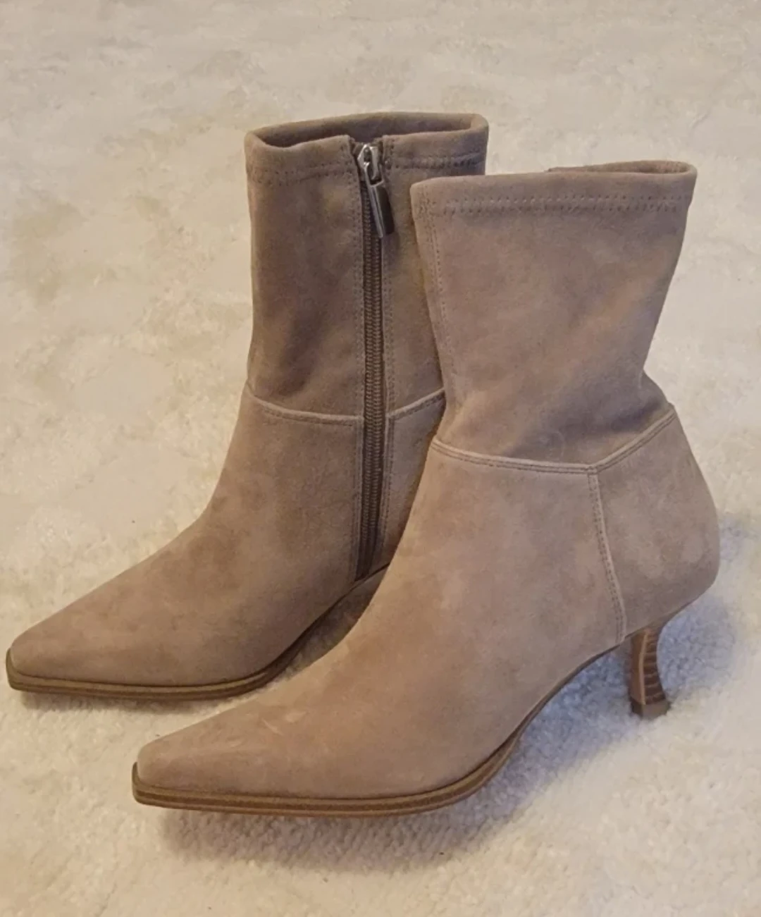 Steve Madden STASIA Booties Tan Suede Kitten Heel Ankle Boots