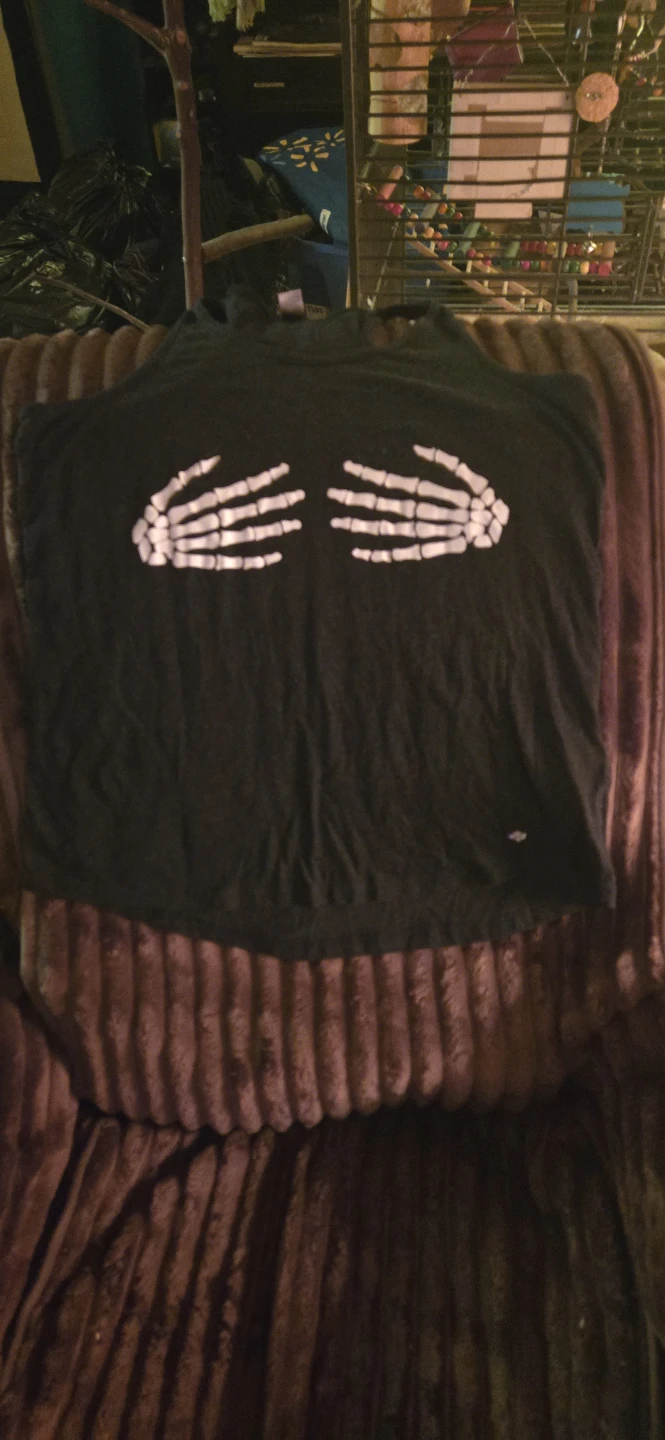 Dark gray Tank with Skeleton Hands Graphic