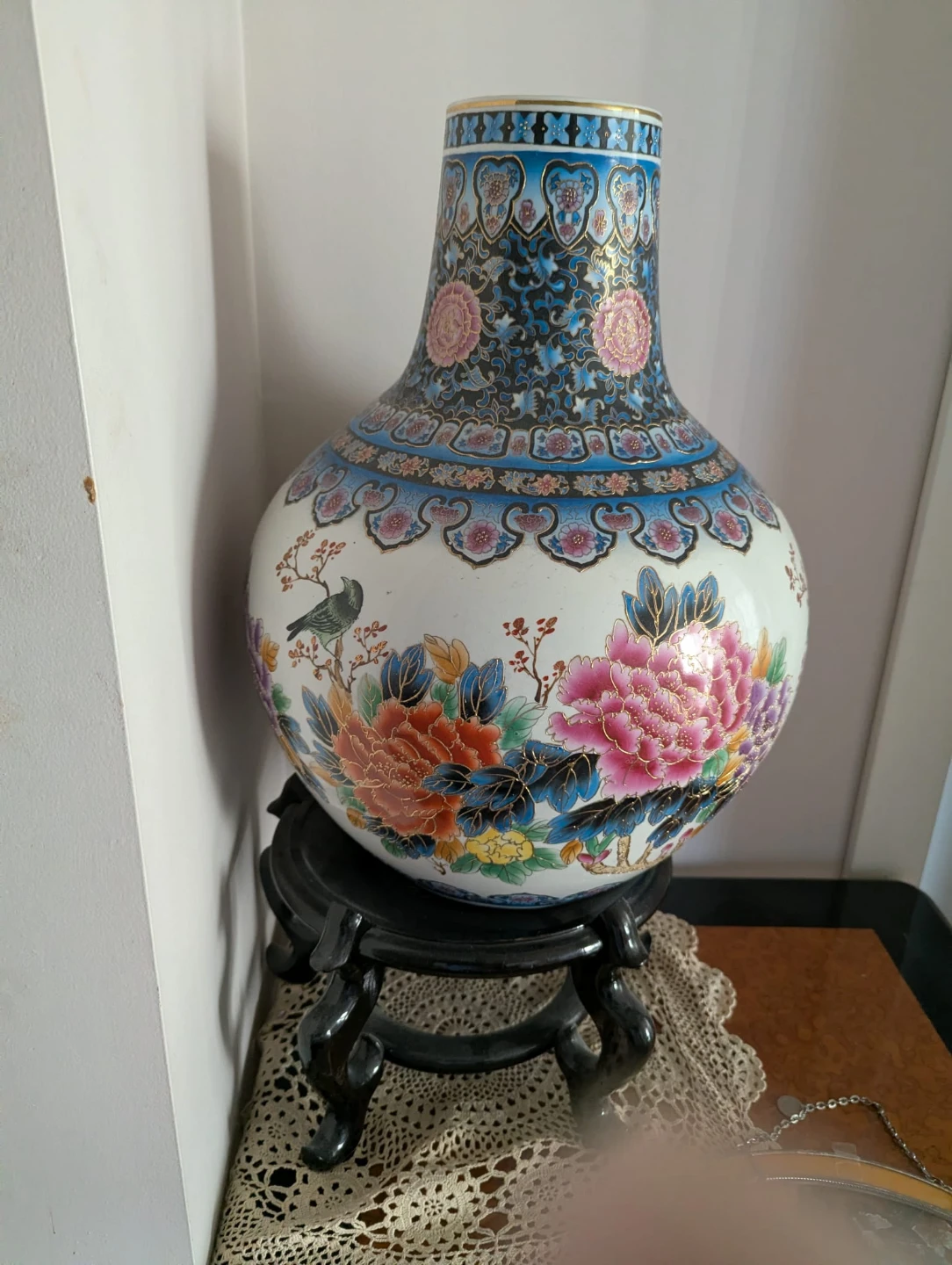 Decorative Ceramic Vase with Floral and Bird Motif - photo 2