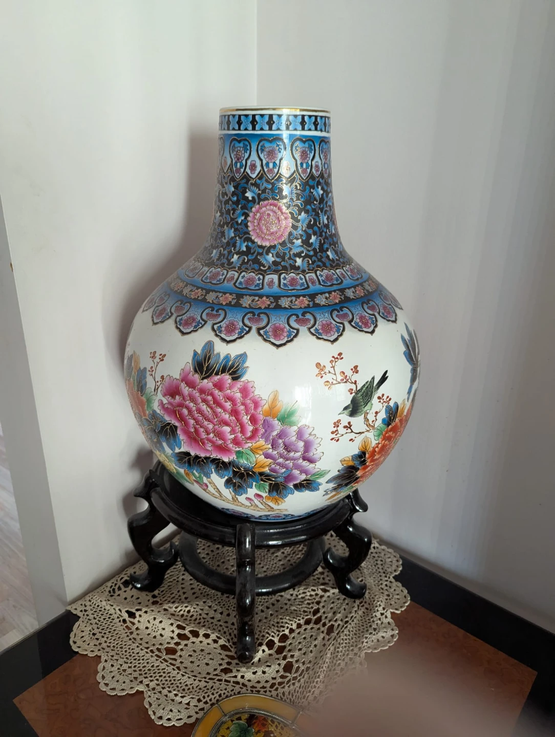 Decorative Ceramic Vase with Floral and Bird Motif - photo 3