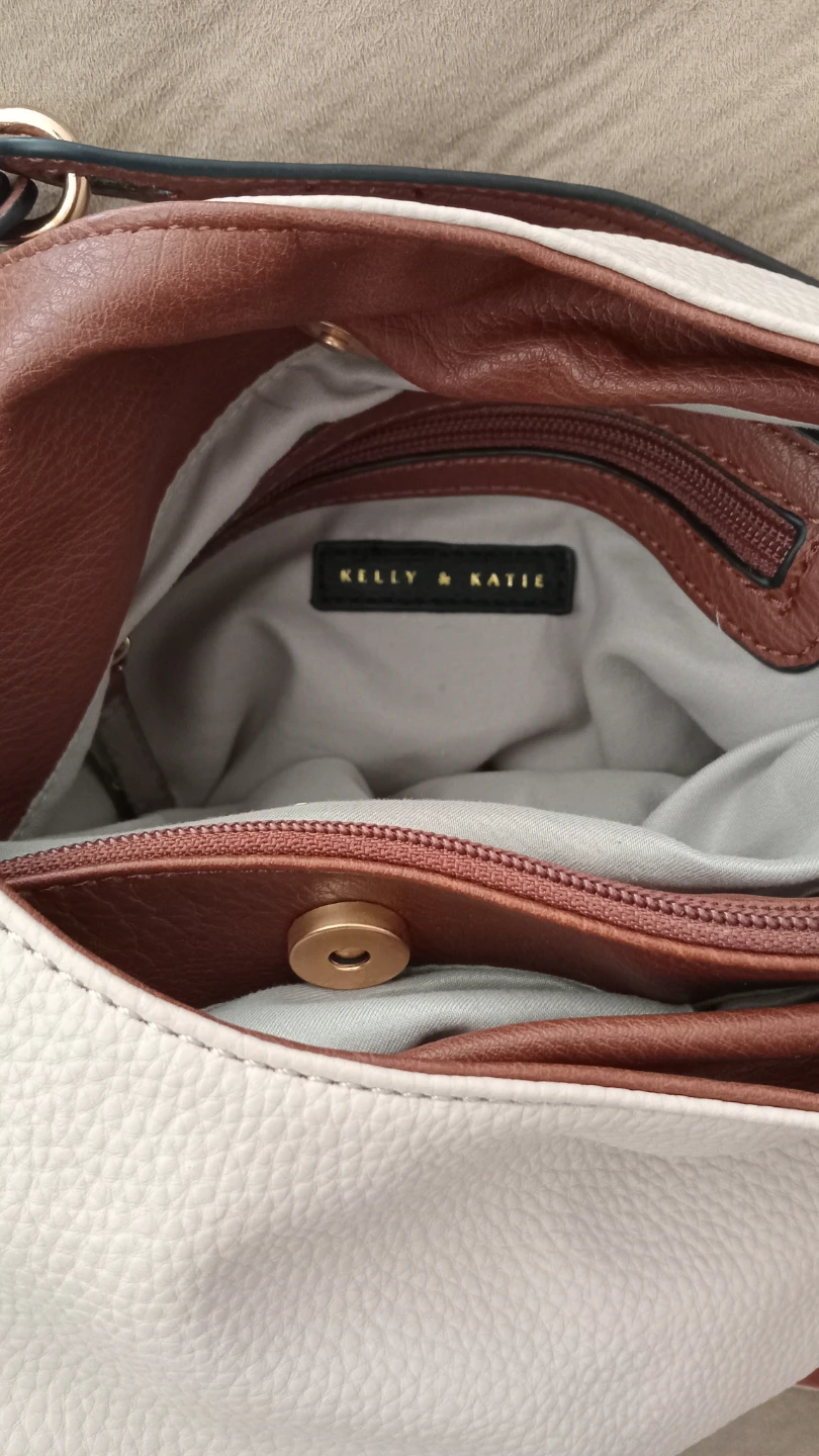 Kelly & Katie White & Brown Faux Leather Shoulder Bag - photo 3