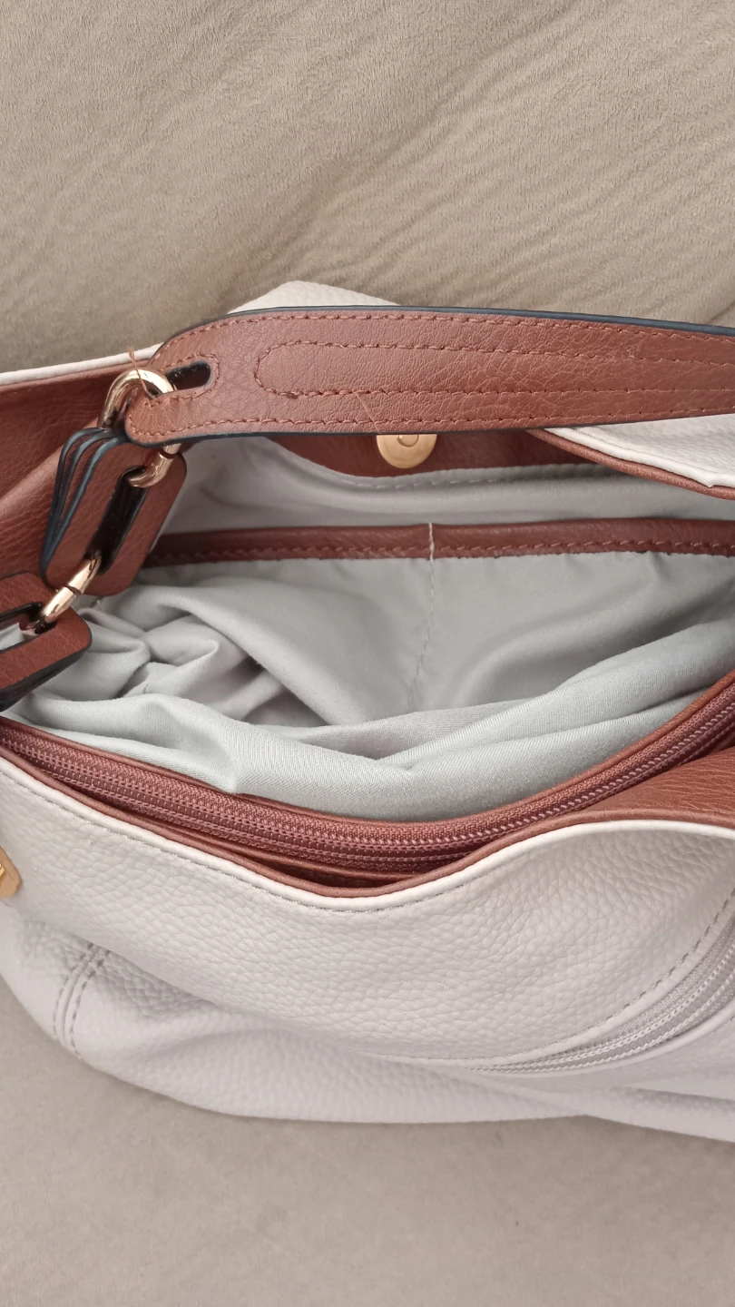 Kelly & Katie White & Brown Faux Leather Shoulder Bag - photo 4