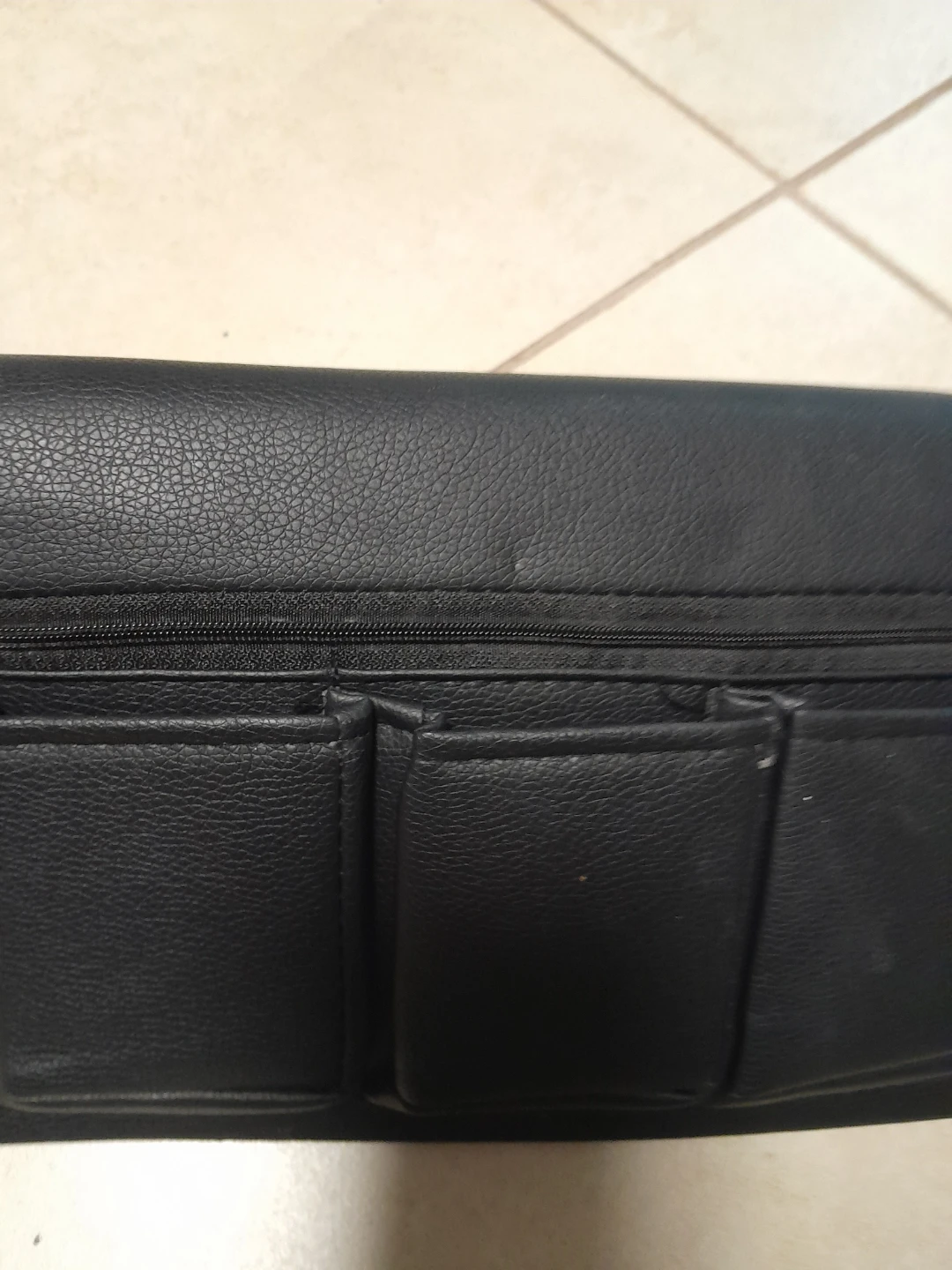 Black Faux Leather car door Organizer with Zipper and Pockets - photo 2