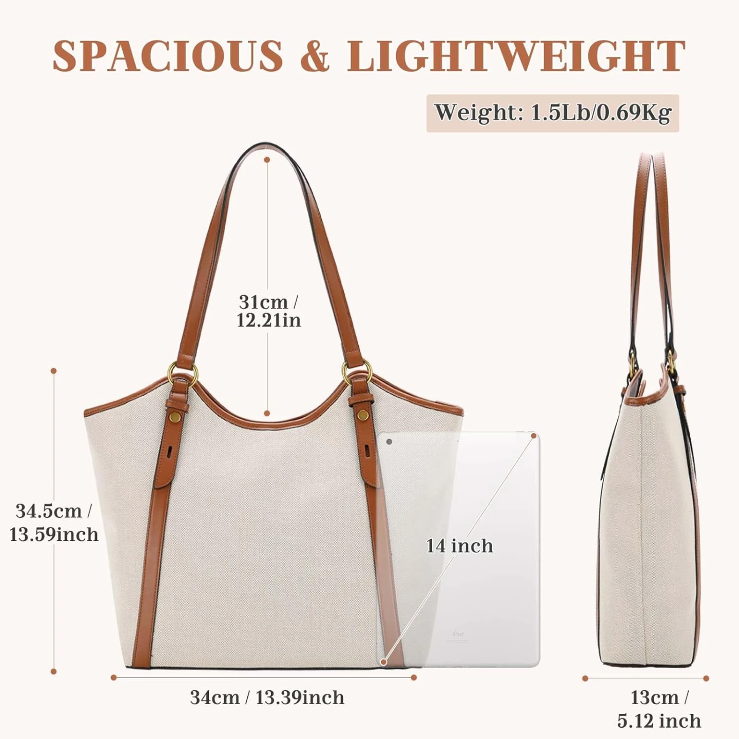 New Canvas & Faux Leather Tote Bag