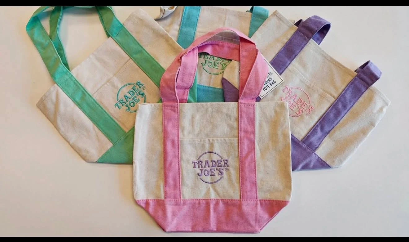 Trader Joe's Mini Pastel Canvas Tote Bag