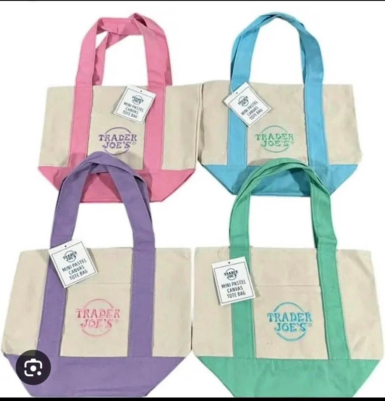 Trader Joe's Mini Pastel Canvas Tote Bag - photo 2