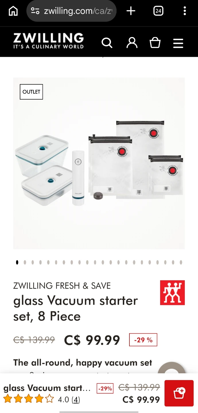 Zwilling Fresh & Save Glass Vacuum Starter Set 8 Piece - photo 2