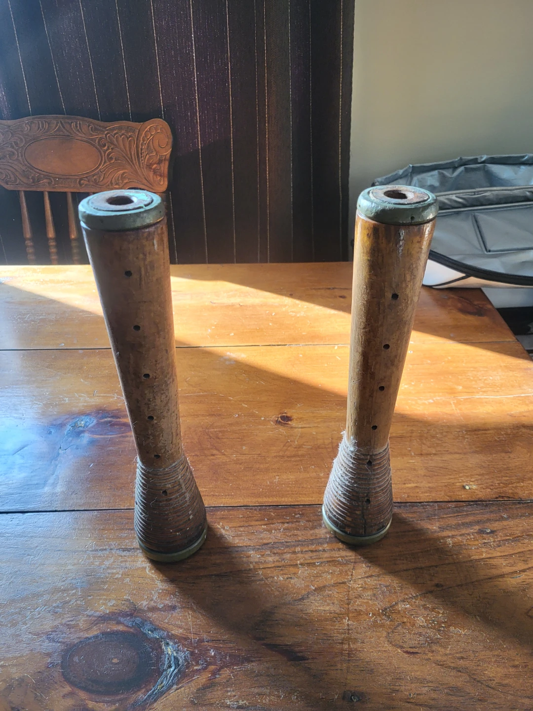 Set of 2 Vintage Wooden Spools