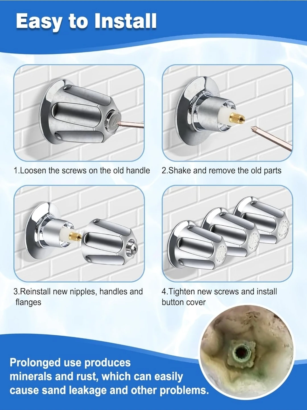 3 Piece Metal Shower Knob Replacement Kit - photo 4