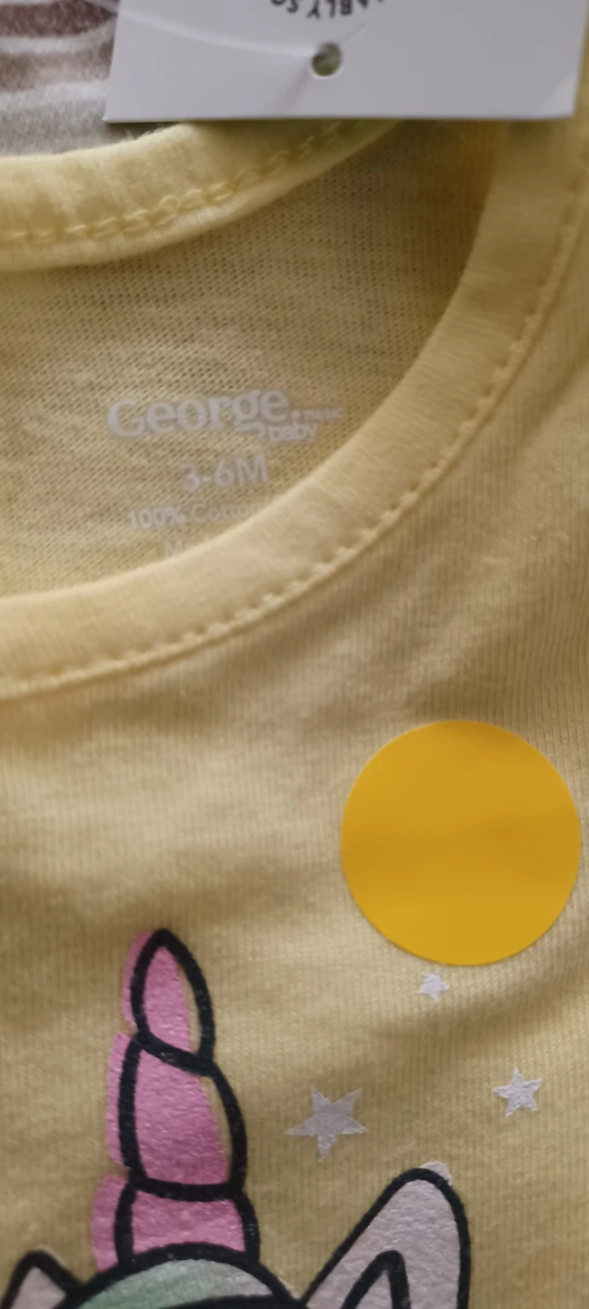 George Baby Yellow Unicorn T-Shirt Size 3-6M - photo 3