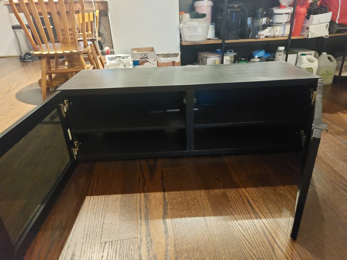 Black TV Stand with Cabinet Doors - photo 2