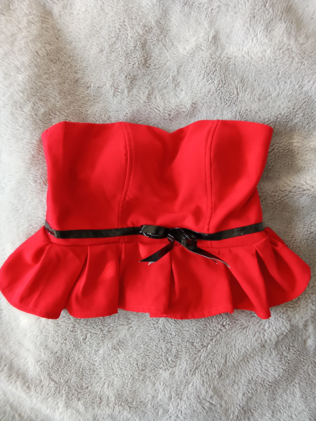 Red strapless top XS with built in bra
