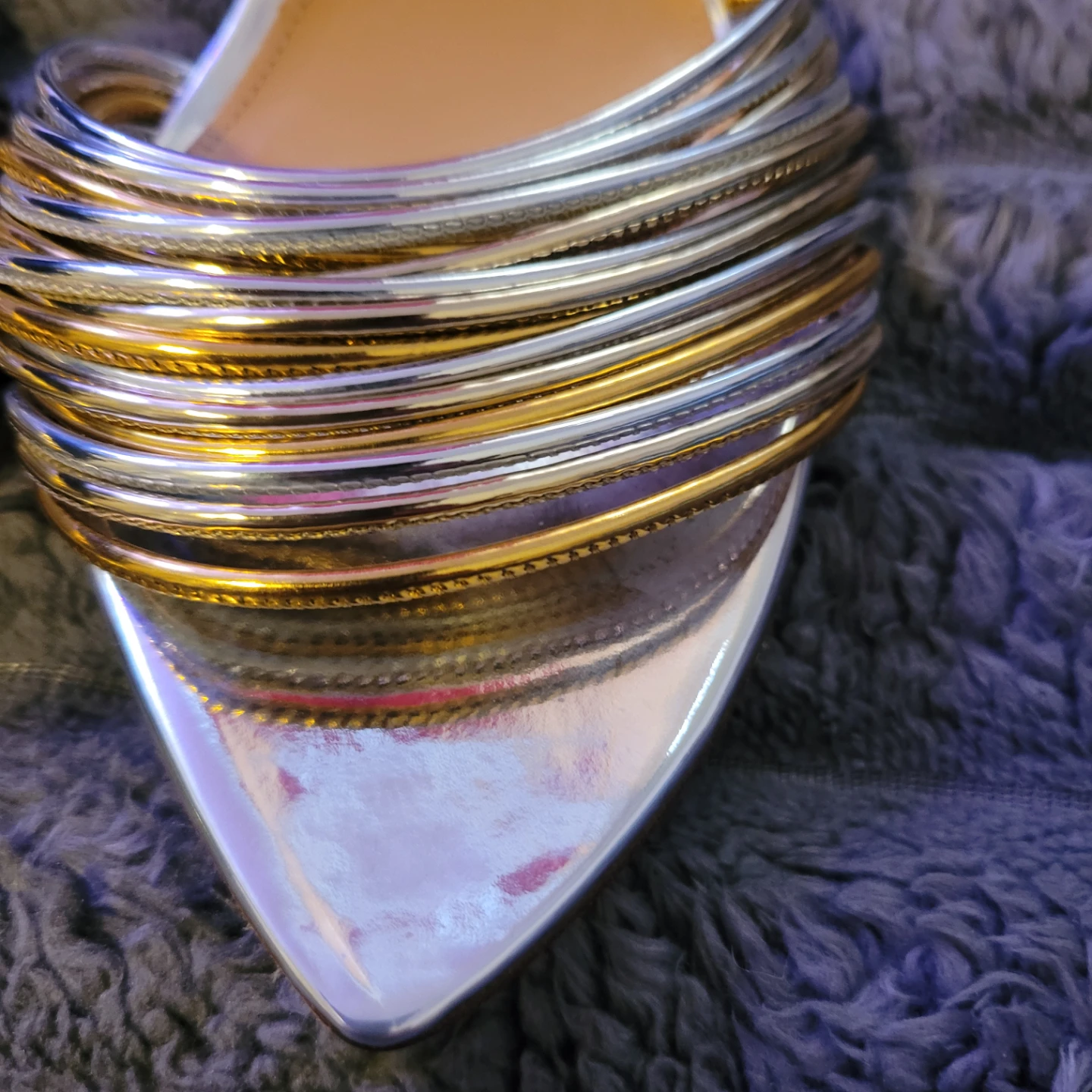 Aquazzura Silver and Gold Strappy Heels 38.5/7.5us - photo 4