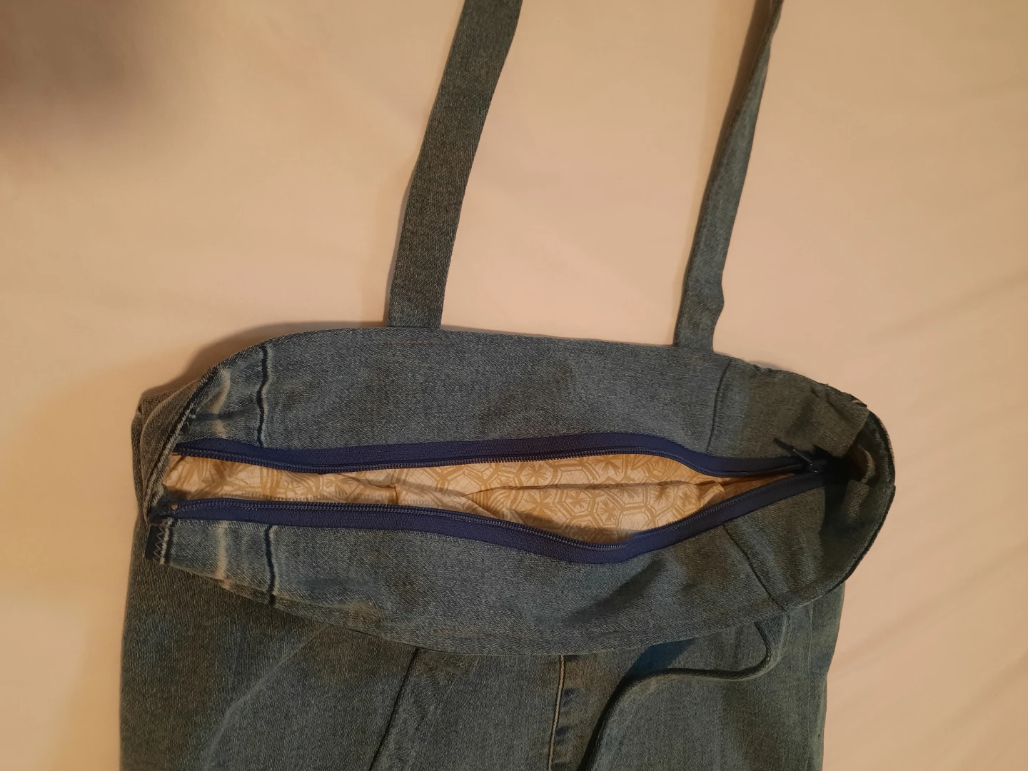 Denim Tote Bag with Patchwork Panel - photo 4