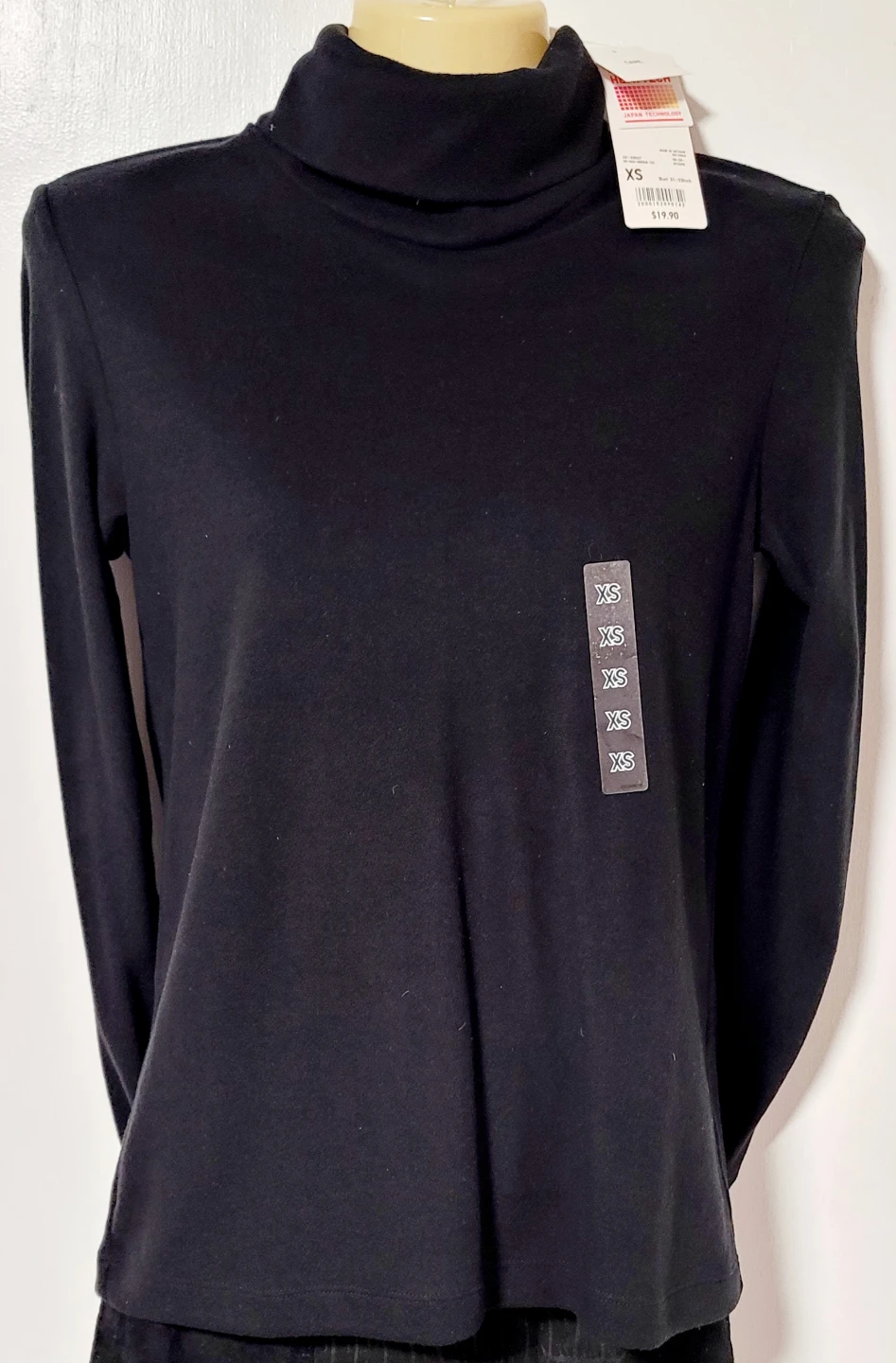Uniqlo Heattech Fleece Turtleneck Long Sleeve T Black XS