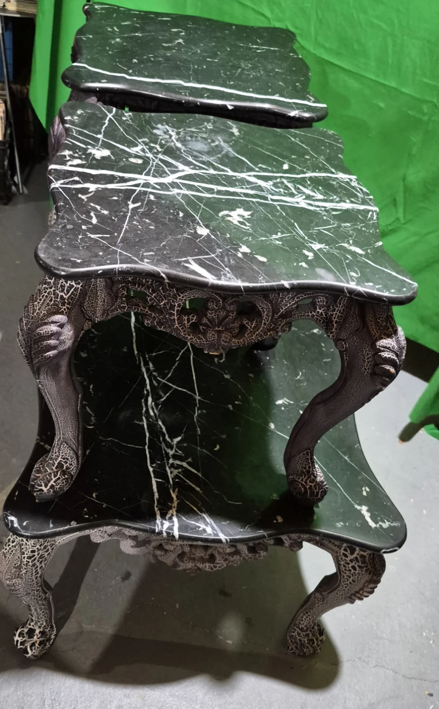 3 piece of ornate marble top side tables - photo 2