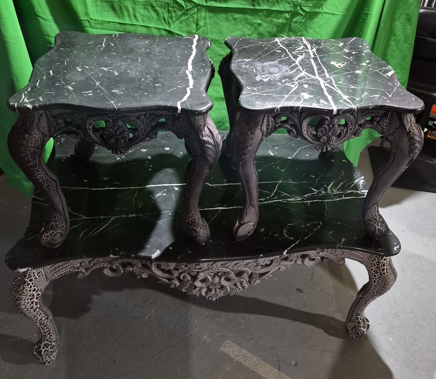 3 piece of ornate marble top side tables - photo 3